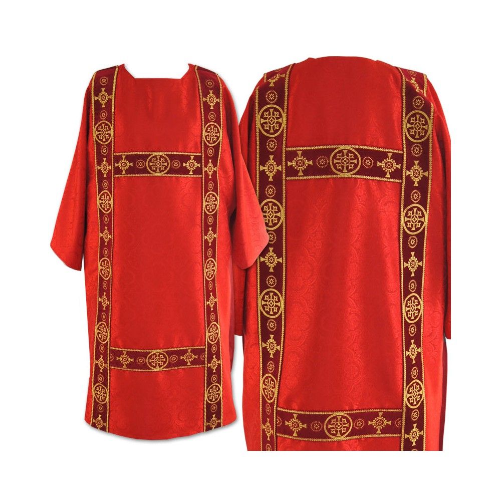 Dalmatyka gotycka żakard -pasy aksamit - mix kolorów - zdjęcie 4 - Dalmatyka gotycka żakard -pasy aksamit - mix kolorów