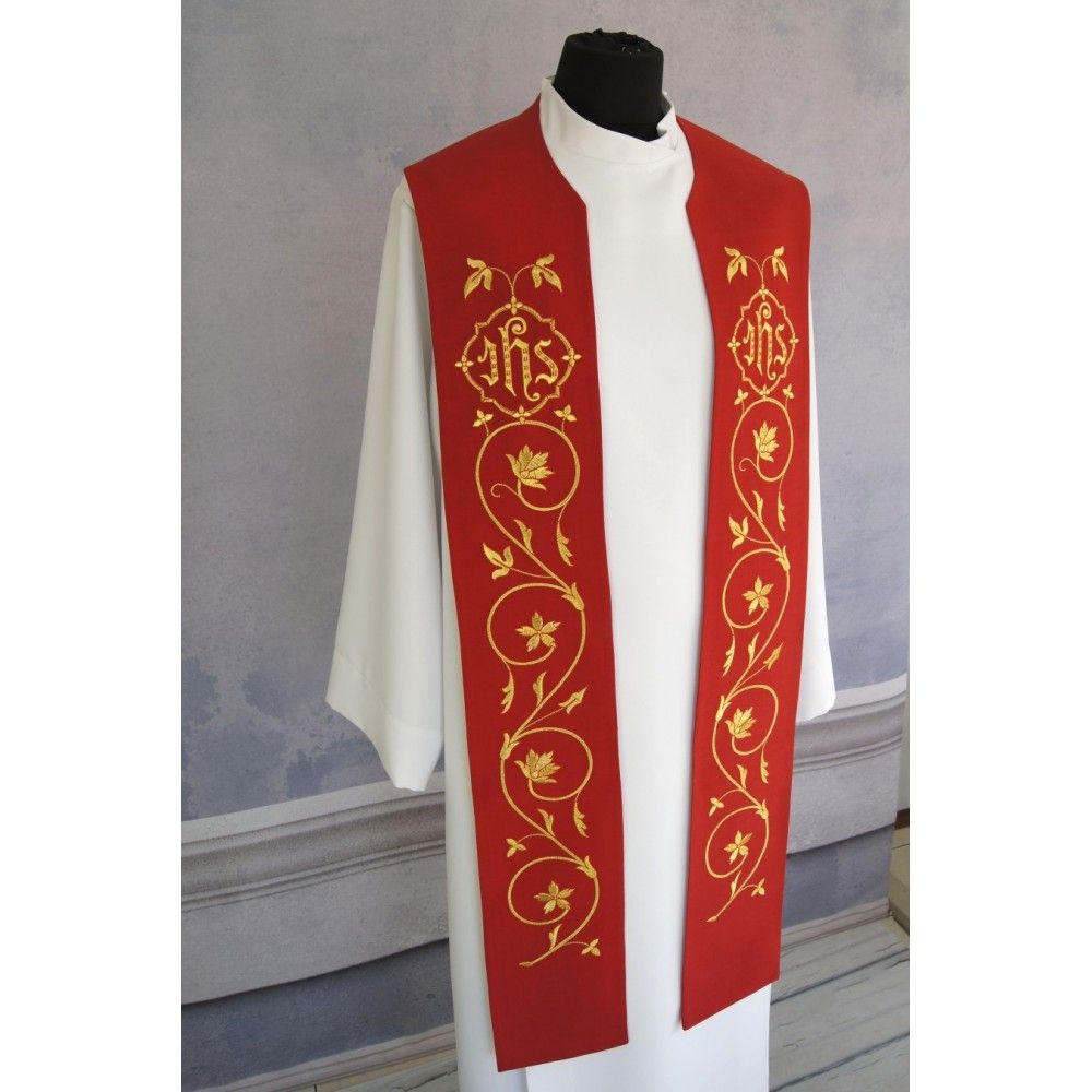 Stuła kapłańska eucharystyczna IHS - 3 kolory do wyboru - zdjęcie 3 - Stuła kapłańska eucharystyczna IHS - 3 kolory