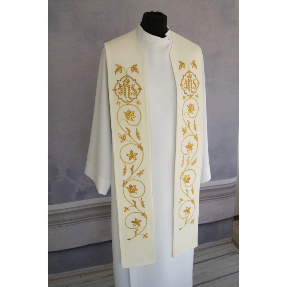 Stuła kapłańska eucharystyczna IHS - 3 kolory do wyboru - zdjęcie 5 - Stuła kapłańska eucharystyczna IHS - 3 kolory