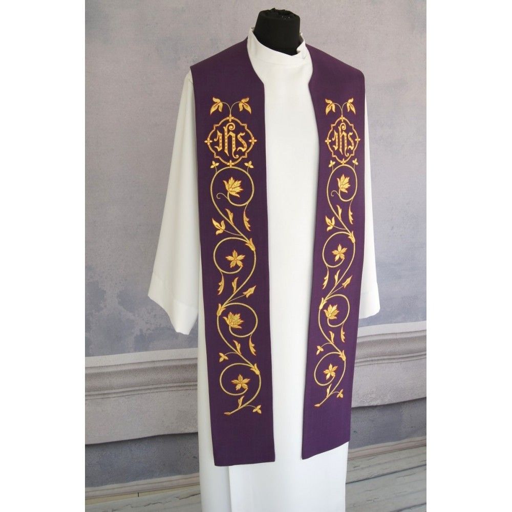 Stuła kapłańska eucharystyczna IHS - 3 kolory do wyboru - zdjęcie 7 - Stuła kapłańska eucharystyczna IHS - 3 kolory