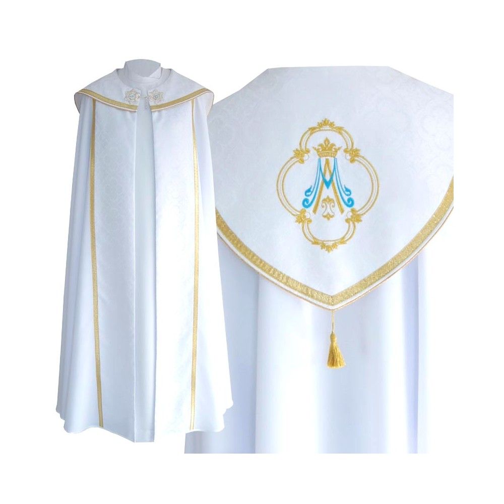 Kapa biała wzór Maryjny - tkanina gabardyna (24)