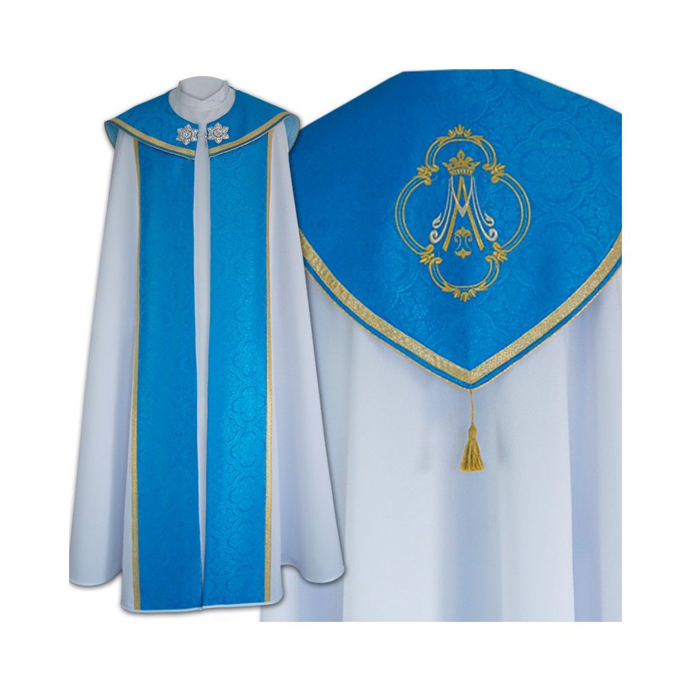 Kapa niebieska wzór Maryjny - tkanina gabardyna (25)