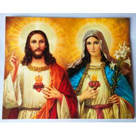 Serce Jezusa , Serce Maryi - Obraz do oprawienia format (20x25) - OBRAZY RELIGIJNE - Nowość