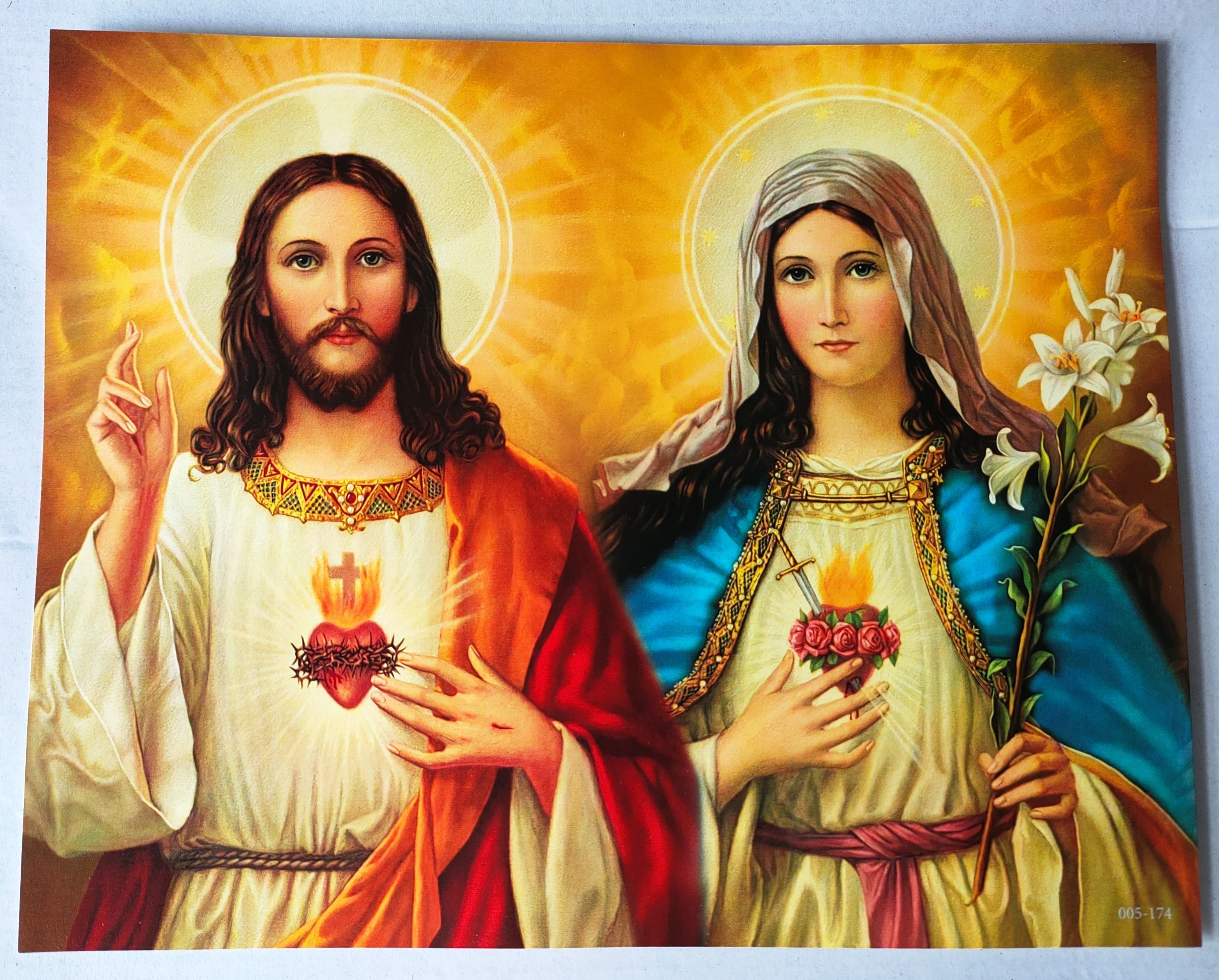 Serce Jezusa , Serce Maryi - Obraz do oprawienia format (20x25) - OBRAZY RELIGIJNE