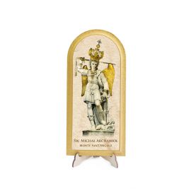 Obraz półokrągły Święty Michał Archanioł (2) - Obrazek religijny płyta HDF - Nowość