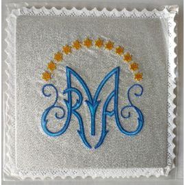 Palka haftowana wzór maryjny M (11) - kolor biały, srebrny - Nowość