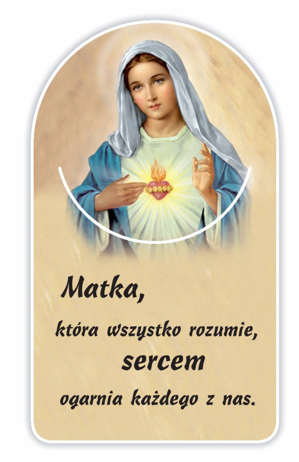 Zakładka papierowa półokrągła - Serce Maryi