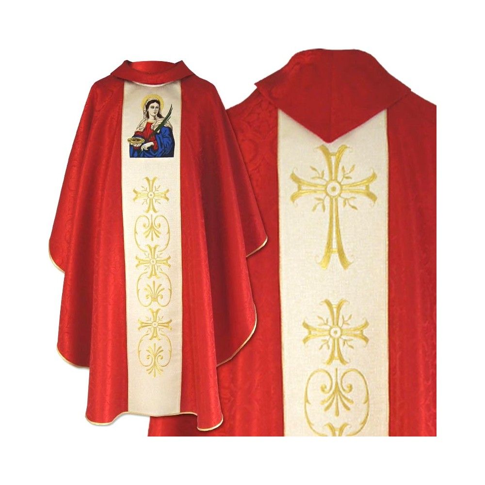 Ornat haftowany z wizerunkiem św. Łucji