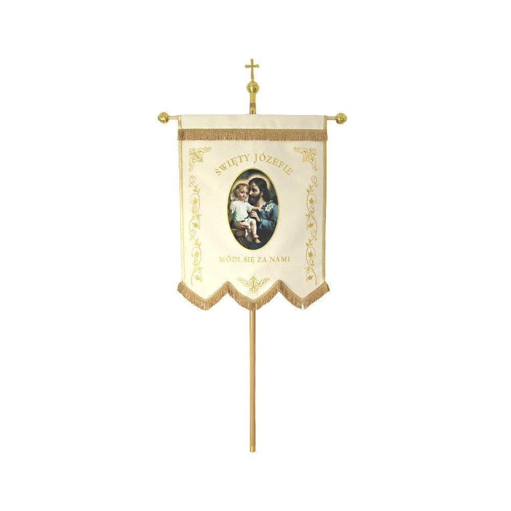 Chorągiew drukowana, haftowane napisy św. Józef