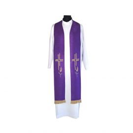 Stuła kapłańska krzyż i kłosy z frędzlami (5) - EUCHARYSTYCZNE - Nowość