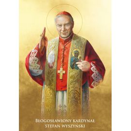 Kardynał Stefan Wyszyński - Ikona dwustronna z modlitwą format A5 - Ikony z  tektury introligatorskiej. - Nowość