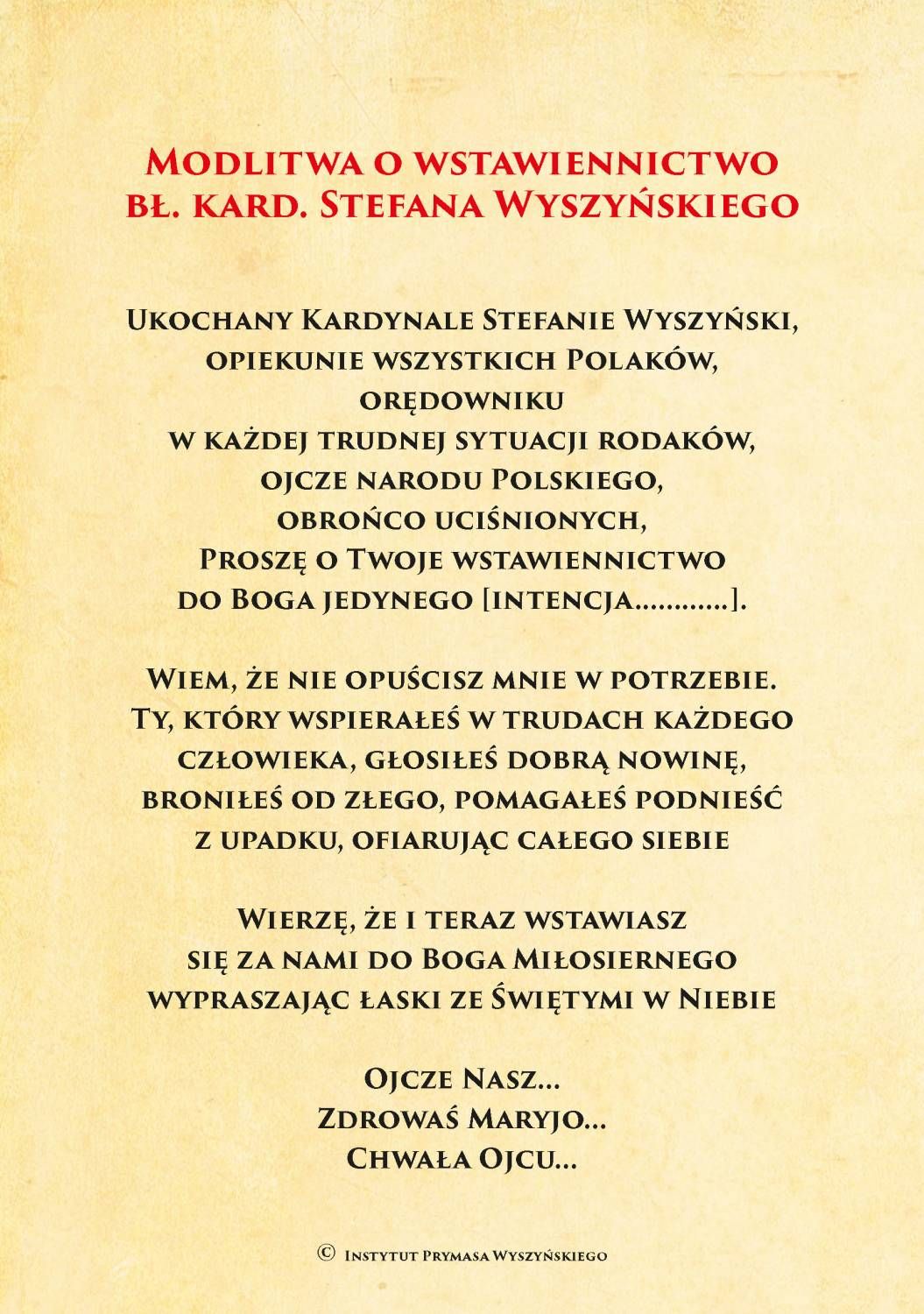 Kardynał Stefan Wyszyński - Ikona dwustronna z modlitwą format A5 - zdjęcie 2 - Kardynał Stefan Wyszyński - Ikona dwustronna z modlitwą format A5