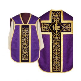 Ornat rzymski IHS - kolory liturgiczne, żakard (37) - Ornaty rzymskie - Nowość