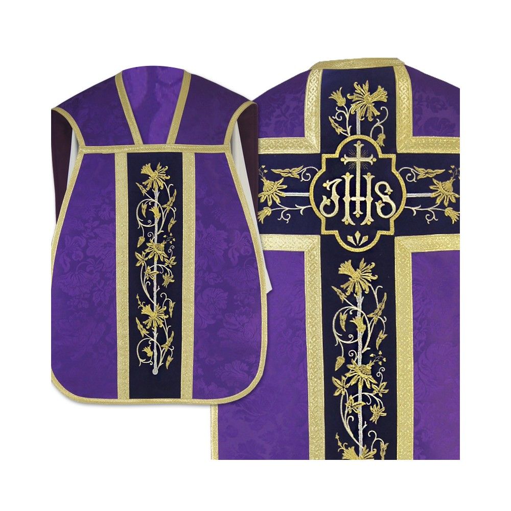 Ornat rzymski IHS - kolory liturgiczne, żakard (38) - zdjęcie 6 - Ornat rzymski IHS - kolory liturgiczne, żakard (37)