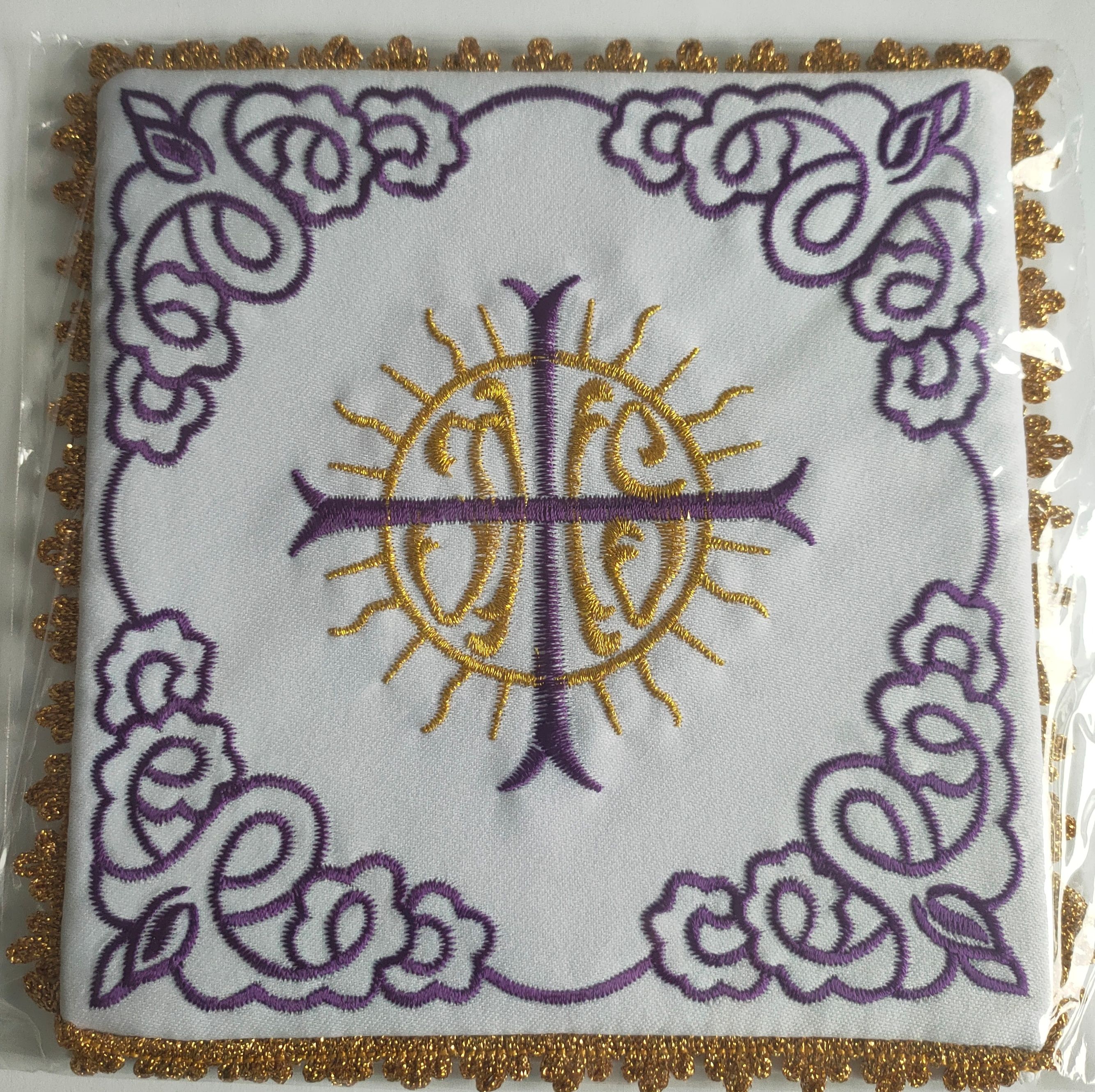 Palka haftowana IHS + ornament fioletowy (22)