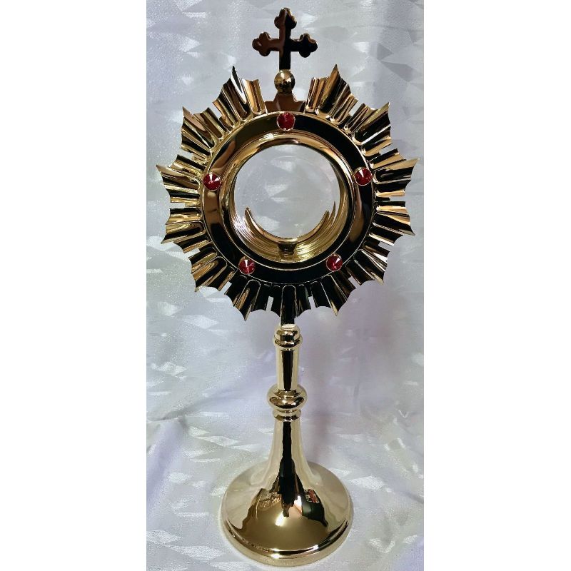 Monstrancja mosiężna, pozłacana - 42 cm (D38) - Monstrancja mosiężna, pozłacana - 42 cm (D38)