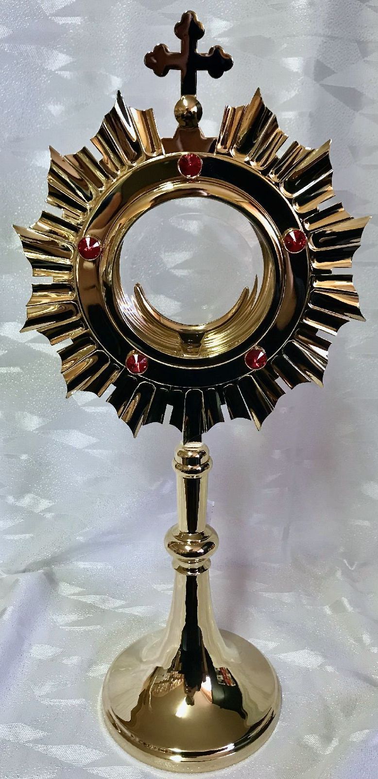 Monstrancja mosiężna, pozłacana - 42 cm (D38)