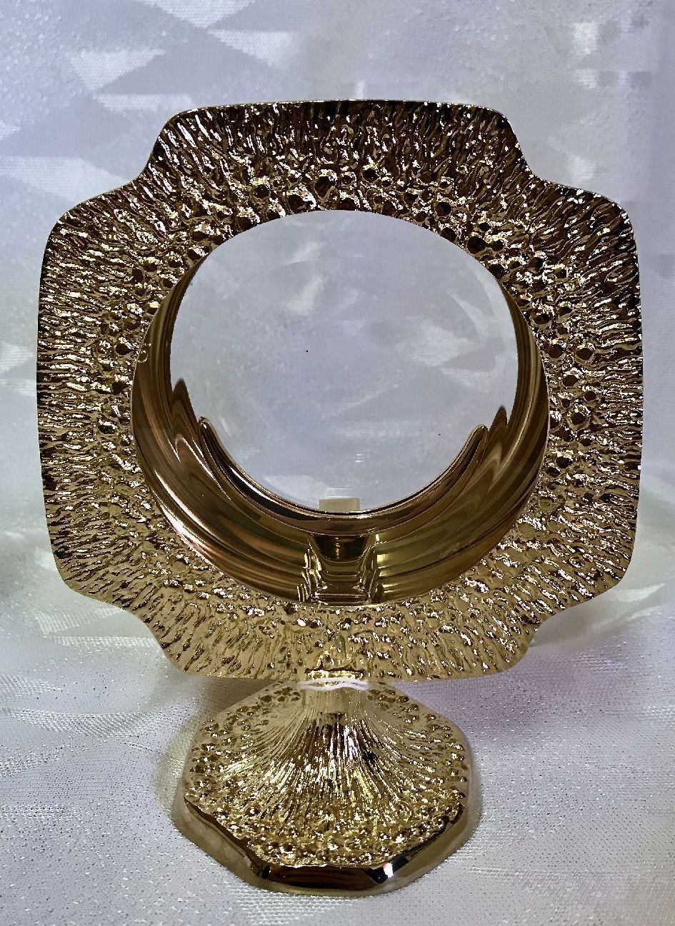 Monstrancja mosiężna, pozłacana - 16 cm (D40)