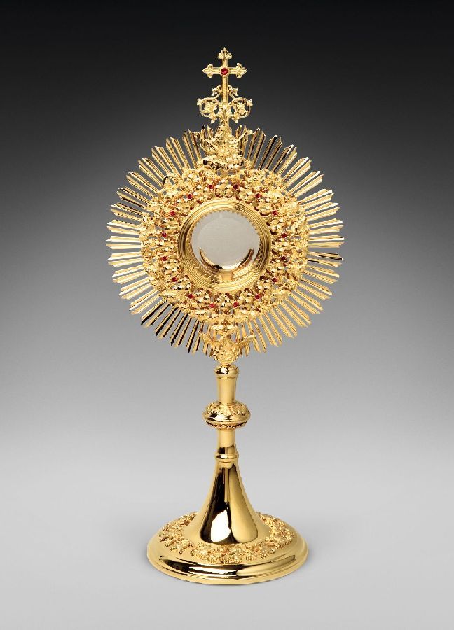 Monstrancja mosiężna, pozłacana - 62 cm (D41)