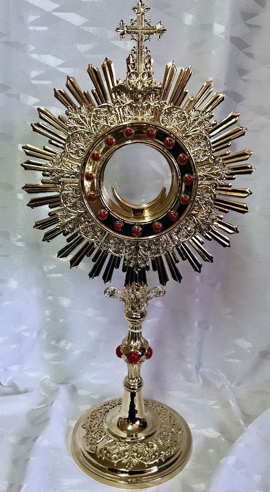 Monstrancja mosiężna, pozłacana - 53 cm (D42)