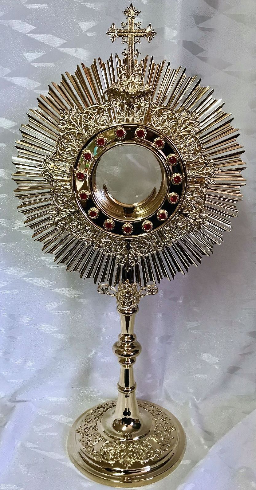 Monstrancja mosiężna, pozłacana - 55 cm (D43)