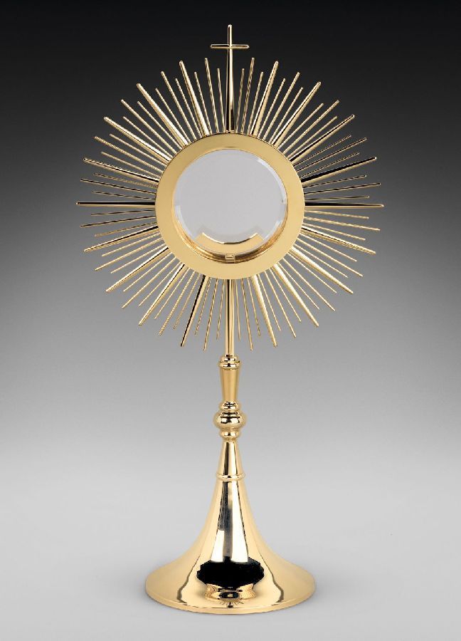 Monstrancja mosiężna, pozłacana, duża hostia - 77 cm (D44)