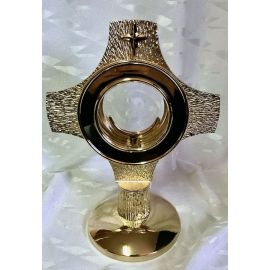 Monstrancja mosiężna, pozłacana - 29 cm (D45)