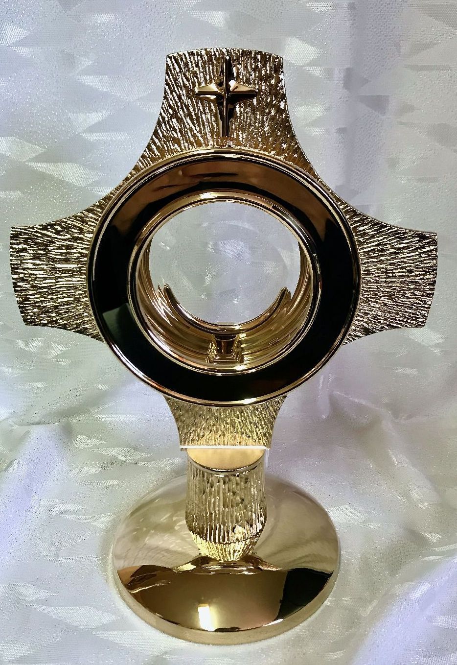 Monstrancja mosiężna, pozłacana - 29 cm (D45)