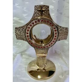 Monstrancja mosiężna, pozłacana - 29 cm (D46)