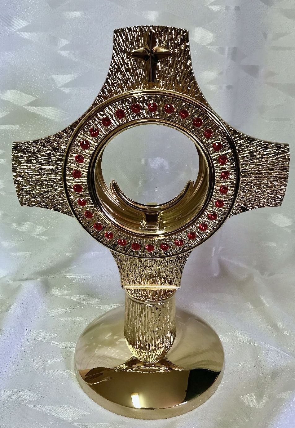 Monstrancja mosiężna, pozłacana - 29 cm (D46)