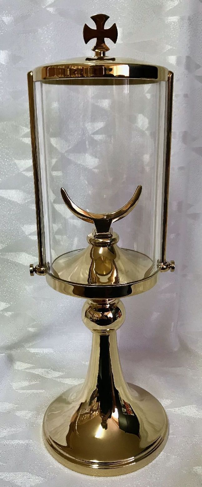 Monstrancja mosiężna, pozłacana - 36 cm (D48)