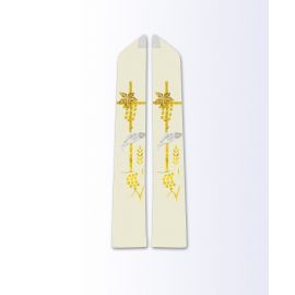 Stuła ecru z motywem eucharystycznym