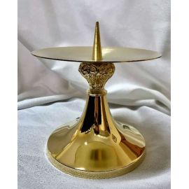 Świecznik ołtarzowy 12 cm, mosiężny, pozłacany (1)