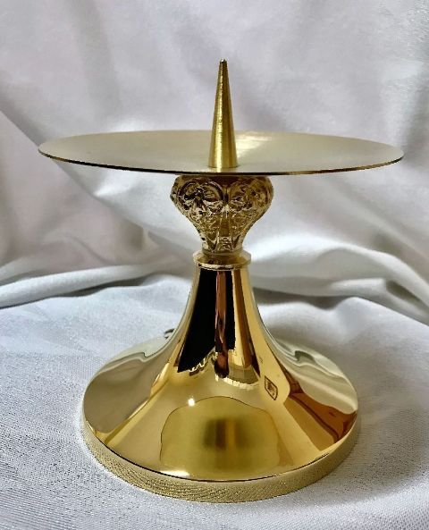 Świecznik ołtarzowy 12 cm, mosiężny, pozłacany (1)