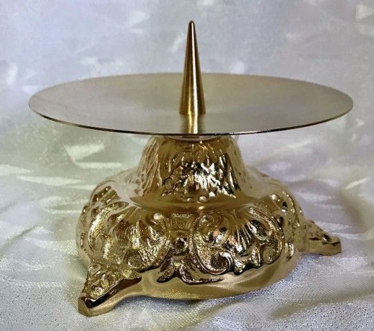 Świecznik ołtarzowy 8 cm, mosiężny, pozłacany (4)