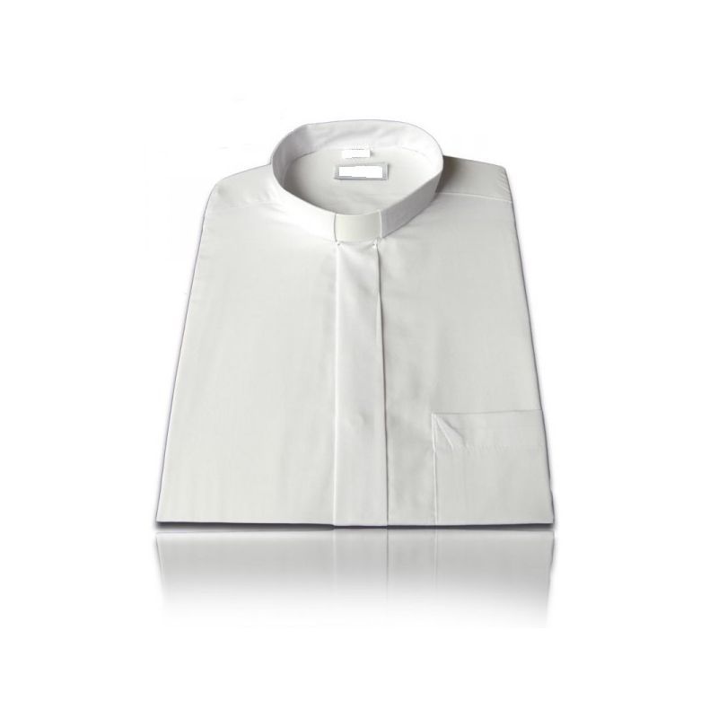 Koszula kapłańska, zwykła, krótki rękaw 100% bawełna - zdjęcie 4 - Koszula kapłańska, zwykła, krótki rękaw 100% bawełna