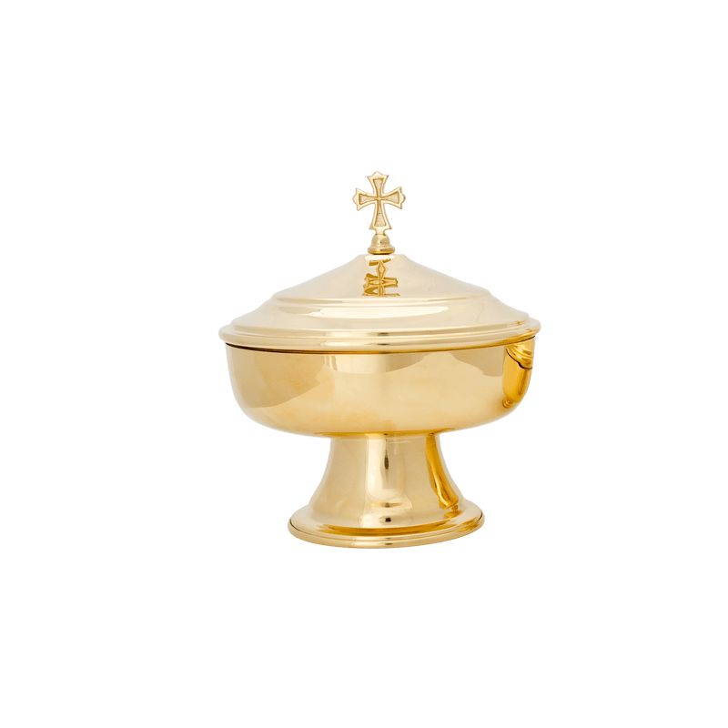 Patena z przykrywką, mosiężna, pozłacana - 16 cm - Patena z przykrywką, mosiężna, pozłacana - 16 cm