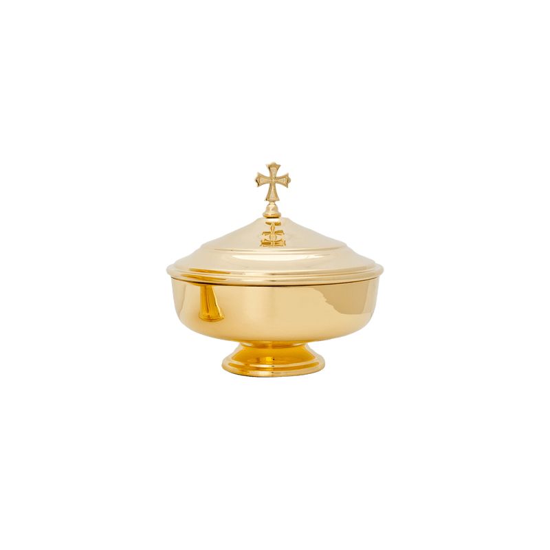 Patena z przykrywką, mosiężna, pozłacana - 14 cm - Patena z przykrywką, mosiężna, pozłacana - 14 cm