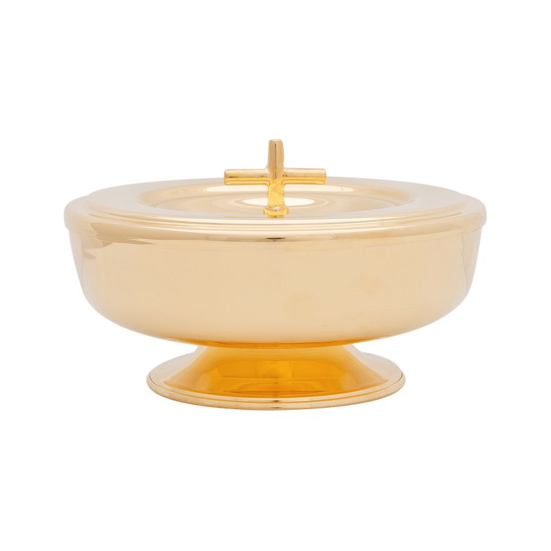 Patena z przykrywką do koncelebry - 10 cm - Patena z przykrywką, mosiężna, pozłacana - 10 cm
