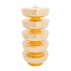 Patena z przykrywką do koncelebry - 10 cm - zdjęcie 2 - Patena z przykrywką, mosiężna, pozłacana - 10 cm