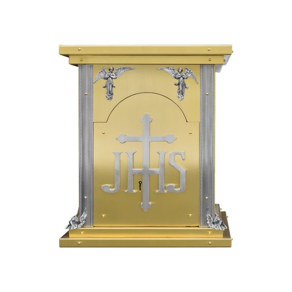 Tabernakulum mosiężne - gotyckie z motywem IHS (54)