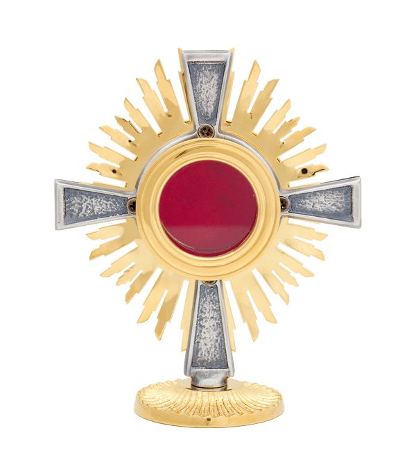 Relikwiarz mosiężny, pozłacany - 13 cm