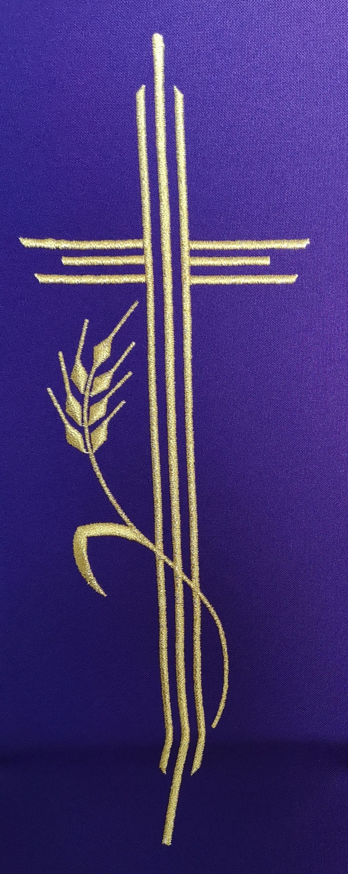 Stuła haftowana wielkopostna, fioletowa - PX (2) - zdjęcie 2 - Stuła haftowana wielkopostna, fioletowa - PX (2)