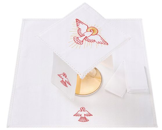 Bielizna kielichowa - Duch Święty czerwony haft - zdjęcie 2 - Bielizna kielichowa - Duch Święty czerwony haft