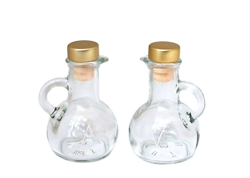 Komplet ampułek, złoty korek - szkło hartowane - wino/woda