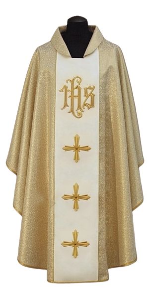 Ornat haftowany IHS + Krzyż - kolory liturgiczne - zdjęcie 4 - Ornat haftowany IHS + Krzyż - kolory liturgiczne
