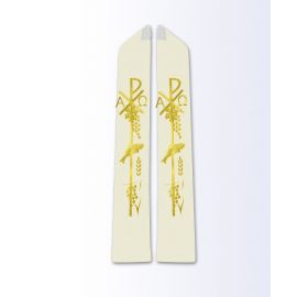 Stuła ecru z motywem eucharystycznym