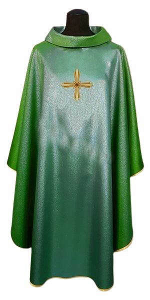 Ornat zielony, błyszczący, haft na tkaninie (2) - Ornaty haftowane