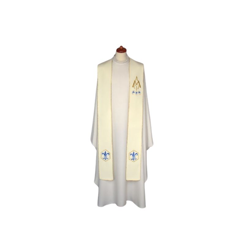 Stuła haftowana Maryjna - napis Maria (16) - Stuła haftowana Maryjna - napis Maria (16)