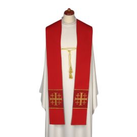 Stuła dwustronna czerwono/zielona z ozdobnym sznurkiem (22) - EUCHARYSTYCZNE - Nowość